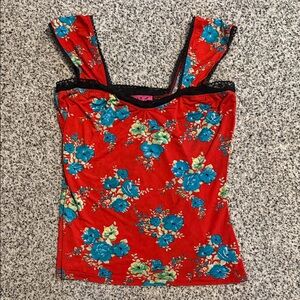 Demi Loon Floral Red and Blue Top